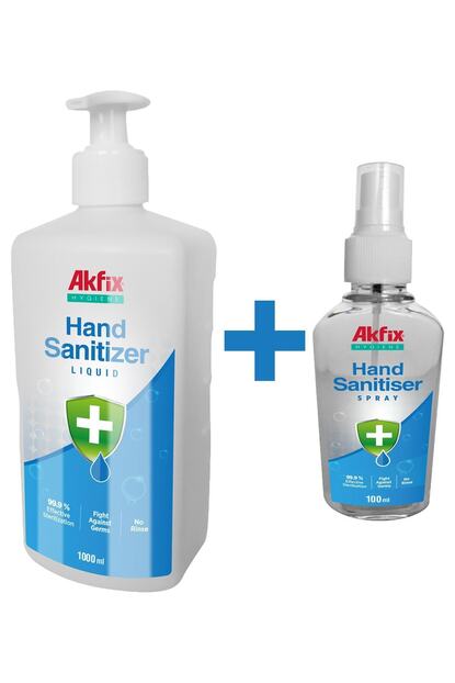 Akfix 2 Li Paket Alkol Bazli Antibakteriyel El Dezenfektani 1 Lt 100 Ml Trendyol
