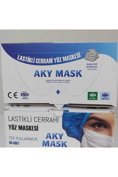 Markazey Aky Marka Cerrahi Maske Burun Telli 3 Katli Mavi Renk Kutular 50 Adettlidir Fiyati Yorumlari Trendyol
