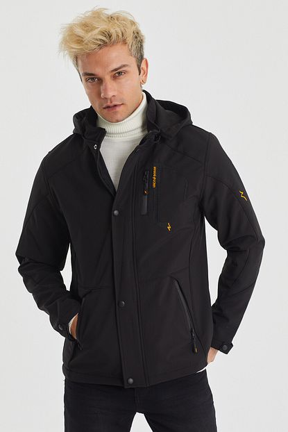 dcs collection erkek siyah softshell dar kesim su gecirmez yagmurluk mont fiyati yorumlari trendyol