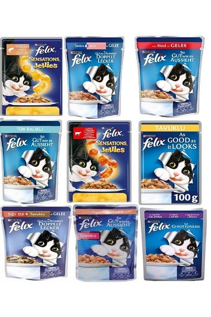 Felix Pouch Karisik Kedi Konserve Mamasi 100 Gr X 9 Adet Trendyol