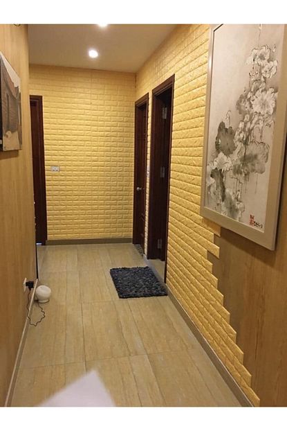 Renkli Duvarlar Nw09 Sari Tugla Arkasi Yapiskanli Esnek Silinebilir Duvar Paneli Trendyol