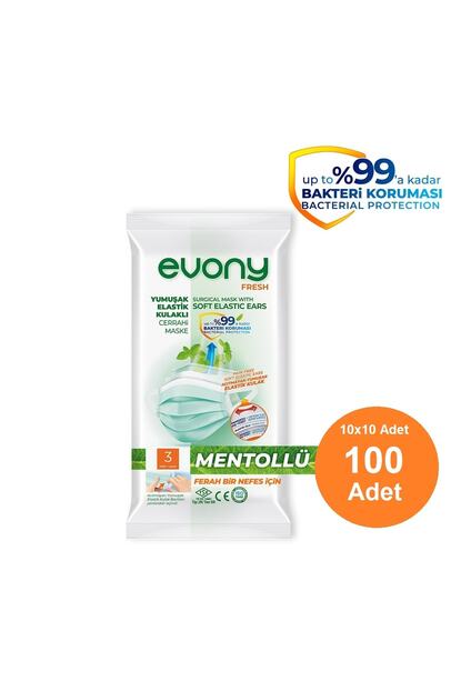 Evony Elastik Kulakli Fresh Mentol Cerrahi Maske 100 Adet Fiyati Yorumlari Trendyol