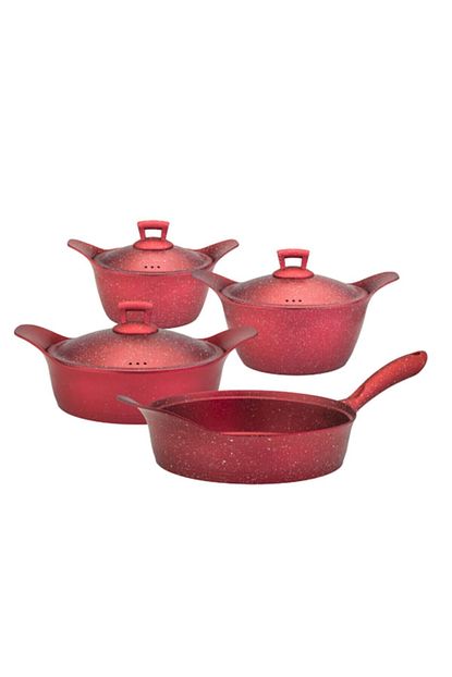 Hascevher Safir 7 Parca Granit Set Kirmizi Trendyol