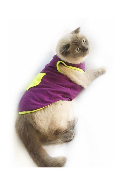 Kemique Purle Yellow Pocket Atlet Kedi Kiyafeti Kedi Elbisesi Trendyol