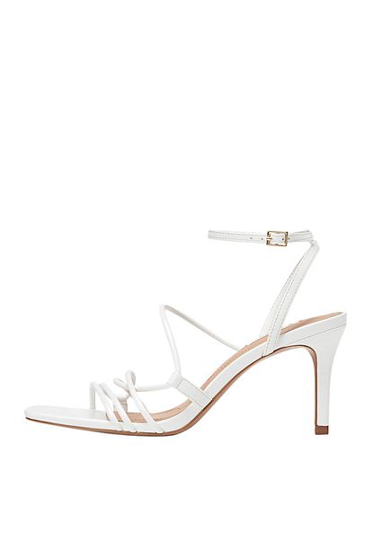 Stradivarius Kadin Beyaz Bantli Topuklu Sandalet 19214570 Trendyol