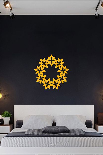 mignatis birbirine baglanmis papatya kapi suslmesi 60x60 cm duvar sticker sari trendyol