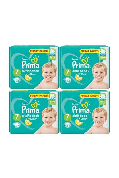 Prima Bebek Bezi 7 Numara 15 Kg 34 X 4 136 Adet Trendyol