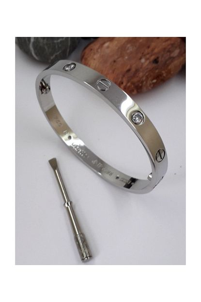Bin1gecem Taki Yeni Trend Paslanmaz Celik Tasli Cartier Kelepce Bilezik Gumus Trendyol