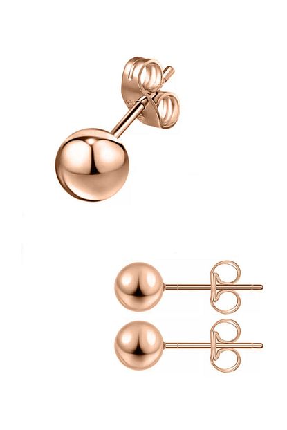 Cadinin Dukkani Toplu Rose Rengi Celik Kadin Ve Erkek Top Kupe 5 Mm Trendyol