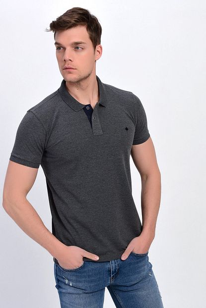 Dynamo Erkek Antrasit Polo Yaka Likrali T Shirt Trendyol