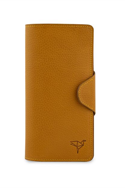 Garbalia Martha Hakiki Deri Hardal Sarisi Unisex Portfoy Cuzdan Trendyol
