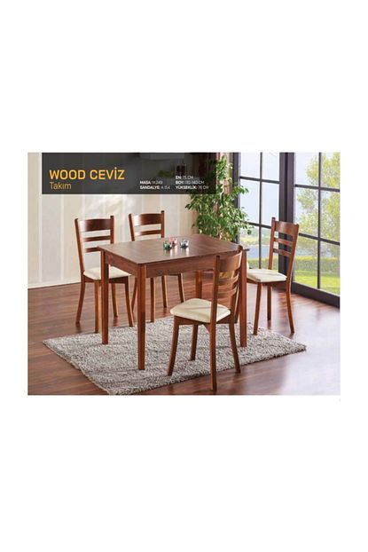 Modilayn Wood Ceviz Masa Sandalye Takim Trendyol