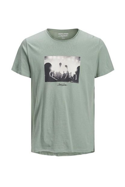 Jack Jones Erkek Genis Yaka Arkasi Yazili Yesil Tisort 12168410 Trendyol