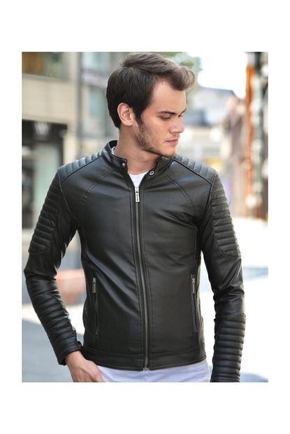 Denim Erkek Deri Ceket Gunluk Spor Mont Slim Fit Dar Kesim Trendyol