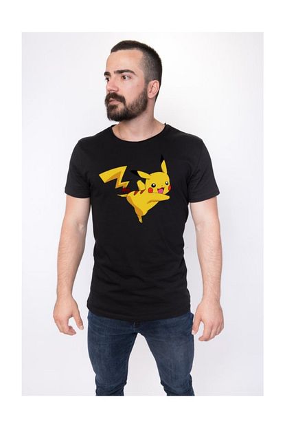 Angemiel Wear Sevimli Pikachu Pamuklu Siyah Erkek Tisort Trendyol