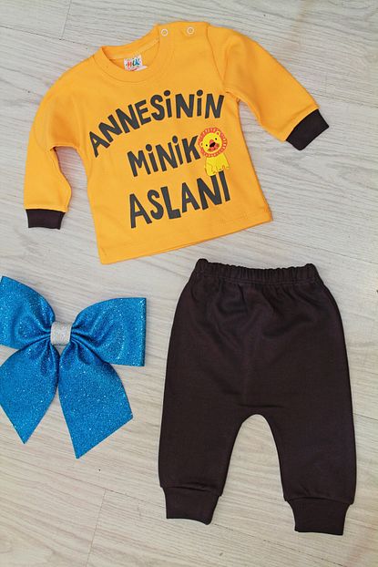 Meleka Annesinin Minik Aslani Erkek Bebek Takimi 2 Parca Sari Trendyol
