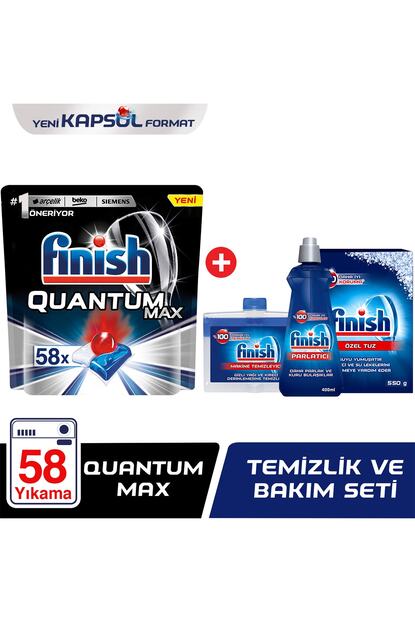 Finish Finish Quantum Max 58 Kapsul Bulasik Makinesi Deterjani Temizlik Ve Bakim Seti Trendyol