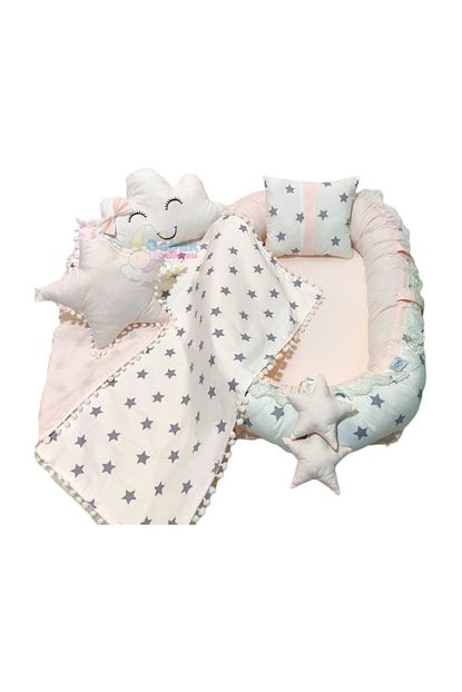Bebek Atolyesi Bebekatolyesi Somon Renk Ponponlu 5 Parca Babynest Seti Trendyol