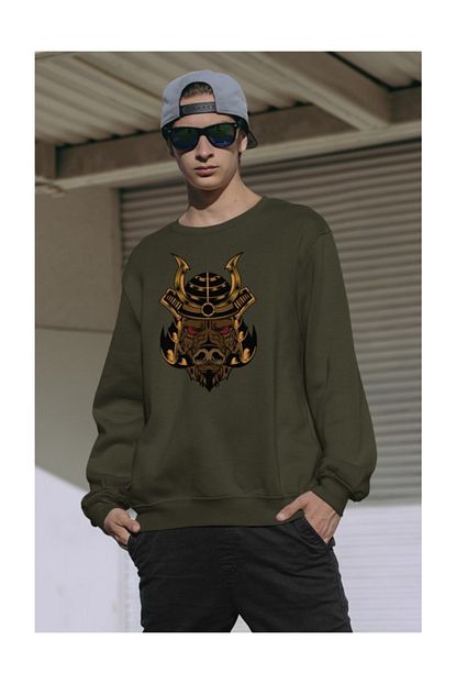 Angemiel Wear Samuray Cilgin Domuz Erkek Haki Yesil Sweatshirt Trendyol