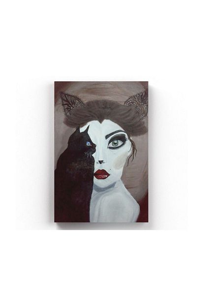 Shop365 Kedi Kadin Ve Kedi Kanvas Tablo 30 X 45 Cm Tb 4957k Trendyol