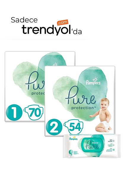 Prima Pure Bebek Bezi 1 Beden 70 Adet 2 Beden 54 Adet Islak Havlu Avantajli Set Trendyol