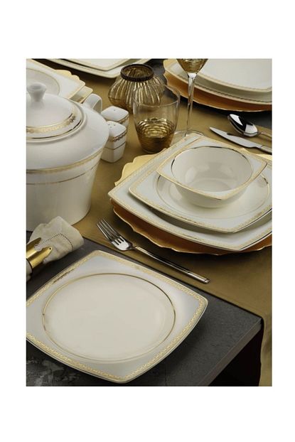 Kutahya Porselen Bone Mare 62 Parca 10649 Desen Altin Yemek Takimi Trendyol