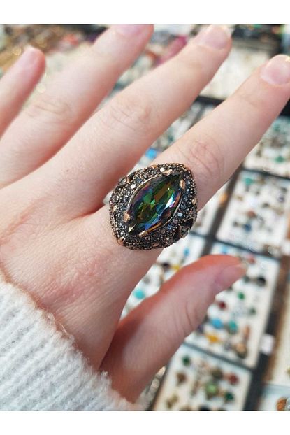 Muratintakidukkani Kadin Otantik Mistik Topaz Dogal Tas Bronz Yuzuk Trendyol