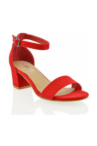 Sothe Shoes Kirmizi Suet Bayan Topuklu Ayakkabi Kisa Kalin Topuk Kadin Ayakkabi Trendyol