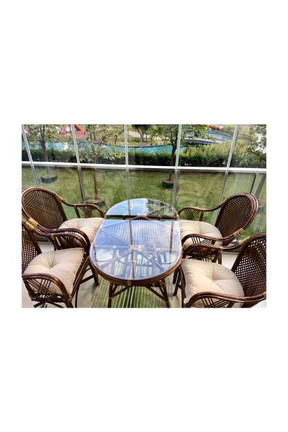 Balkon Masa Sandalye Bambu