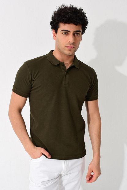 Tena Moda Erkek Haki Polo Yaka Petek Orgu Tisort 0yetsbsc005 Trendyol