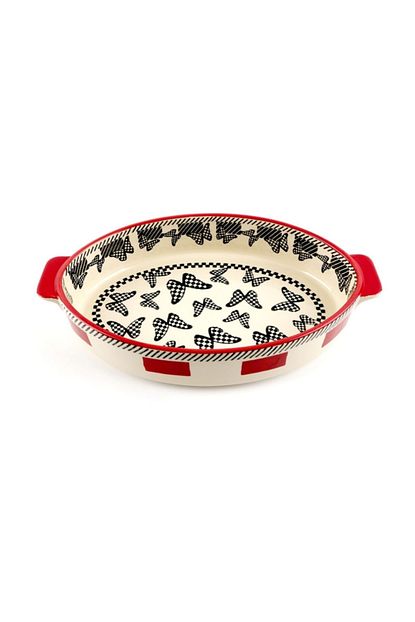 Lucky Art Oval Kelebekli Seramik Firin Kabi 34 21 Cm Kirmizi Trendyol
