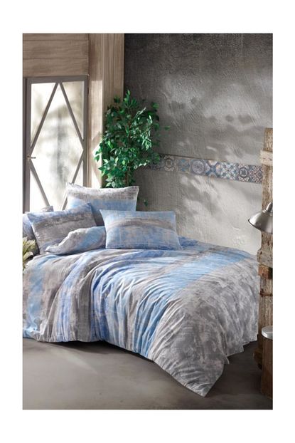 Ladymoda 100 Pamuklu Tek Kisilik Nevresim Takimi Retro Blue Trendyol