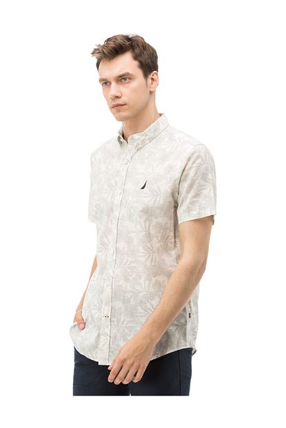 Nautica Erkek Beyaz Kisa Kollu Keten Gomlek W91230t Trendyol