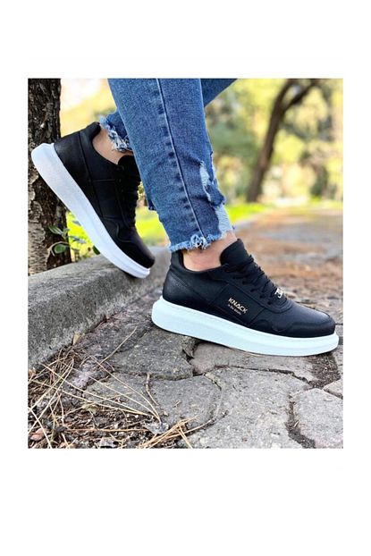 Knack Yuksek Taban Gunluk Suet Ayakkabi 040 Siyah Beyaz Taban Trendyol