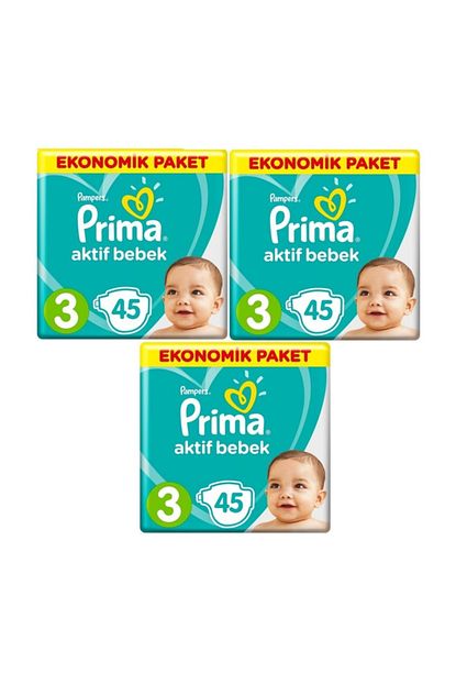 Prima Aktif Bebek 3 Beden Bebek Bezi 45 X 3 135 Adet Trendyol
