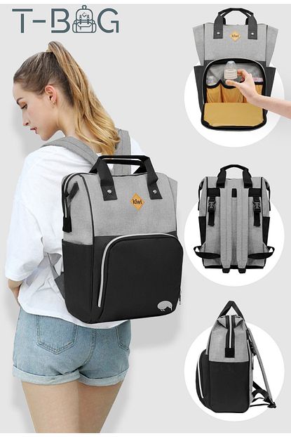 Kiwi T Bag Anne Bebek Sirt Bakim Cantasi Gri Trendyol
