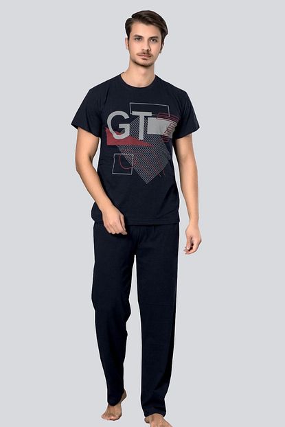 Glisa 100 Pamuk Ekonomik Yazlik Kisa Kollu Desenli Gri Erkek Pijama Esofman Takimi Trendyol