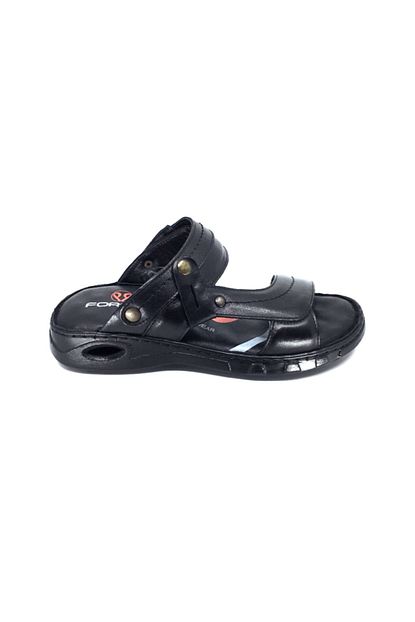 Forelli Siyah Hakiki Deri Ortopedik Erkek Sandalet 40507 Trendyol