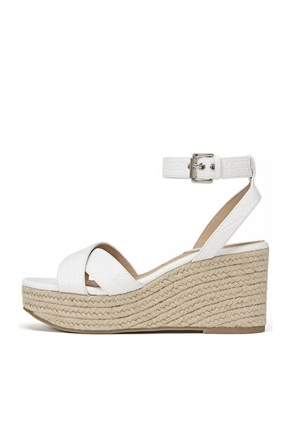 Stradivarius Kadin Beyaz Beyaz Kabartmali Jut Dolgu Topuk Sandalet 16841041 Trendyol