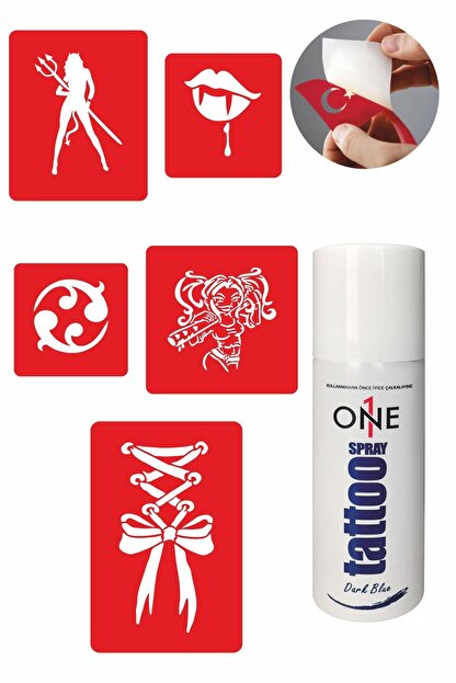 One Spray Tattoo Kurdela Dudak Dovmesi Dark Tattoo Sprey Ve 5 Adet Gecici Dovme Deseni Seti Fiyati Yorumlari Trendyol