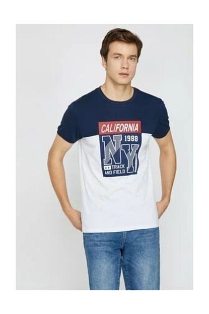 Koton Erkek Beyaz Yazili Baskili T Shirt 0kam14090ok Trendyol