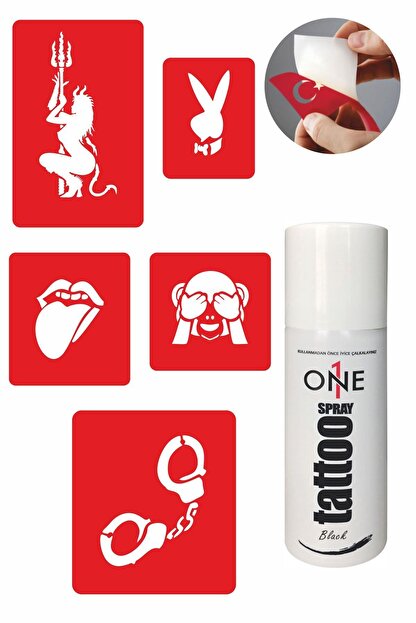 One Spray Tattoo Fantezi Modelleri Siyah Sprey Ve 5 Adet Gecici Dovme Deseni Seti Tattoo Trendyol