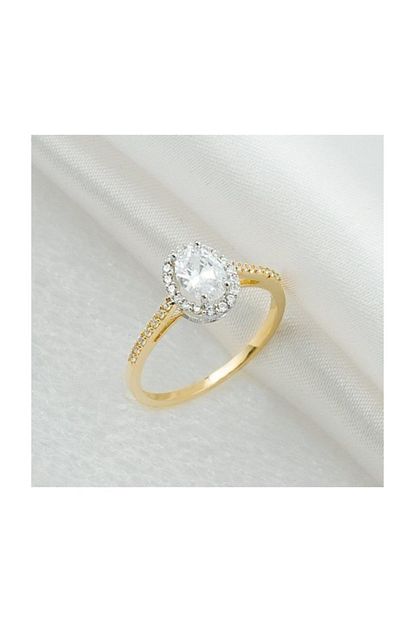Favori Gold Oval Tektas 14 Ayar Yuzuk Trendyol