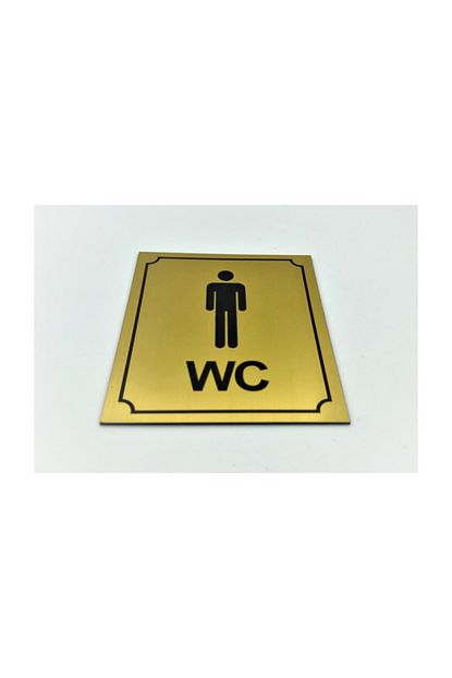 Se Dizayn Wc Tuvalet Tabelasi Bay Altin Renk Kapi Ve Duvar Yonlendirme Levhasi 10 Cm X 12 Cm Rezopal Levha Trendyol