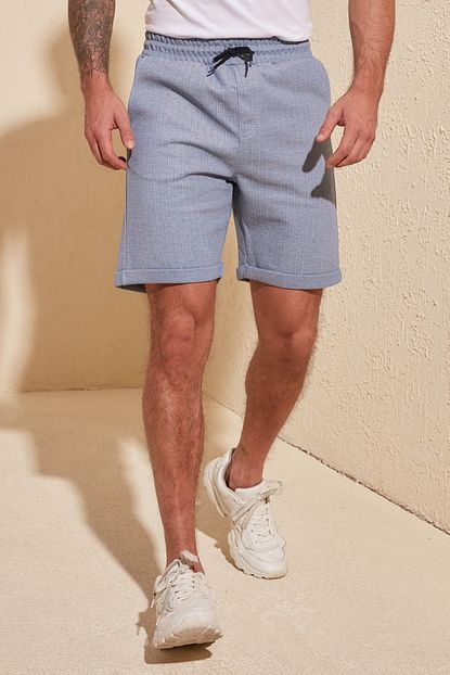Trendyol Man Mavi Erkek Beli Lastikli Cepli Sort Bermuda Tmnss20sr0004 Trendyol
