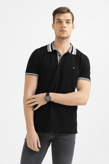 Avva Erkek Siyah Polo Yaka Duz T Shirt A01y1079 Trendyol