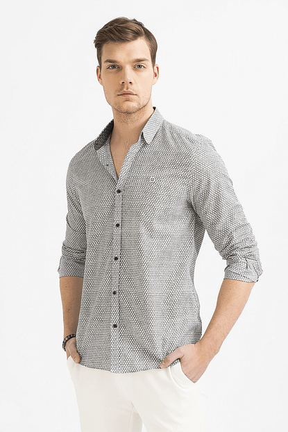 Avva Erkek Baskili Klasik Yaka Slim Fit Gomlek A01s2260 Trendyol