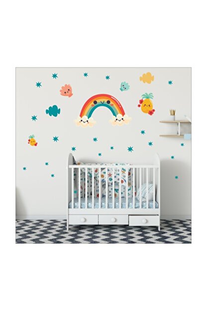 Artpoint Cocuk Bebek Odasi Duvar Sticker Gokkusagi Ve Bulutlar Ws107 Trendyol