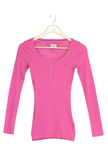 Tommy Hilfiger Kadin Eo Th Henley L S Sky Uzun Kollu T Shirt Xf0xf00011 Trendyol