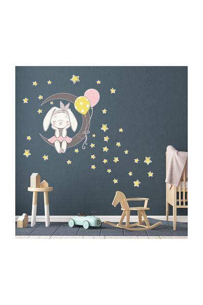 Artpoint Cocuk Bebek Odasi Duvar Sticker Sari Yildizlar Ve Tavsan Ws150 Trendyol